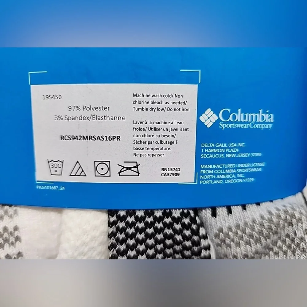 COLOMBIA athletic Cushioned crew socks  White/gray